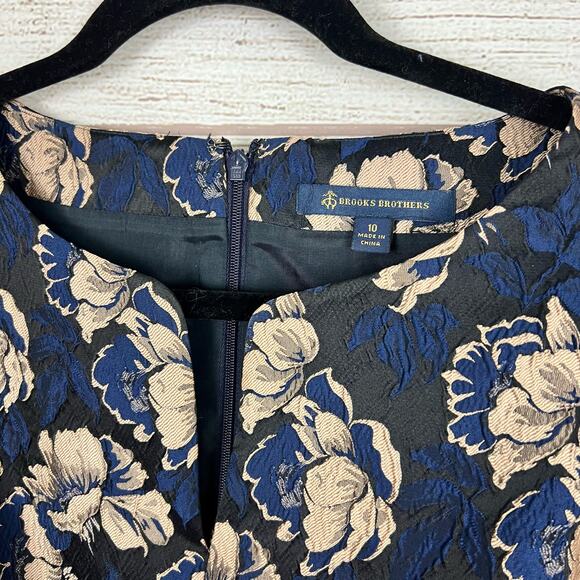 Brooks Brothers Navy and Beige Floral Dress - Picture 3 of 11